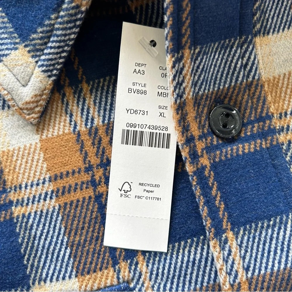 NWT J Crew Seaboard Soft Knit Shirt Men’s XL Brown Blue White Plaid BV898